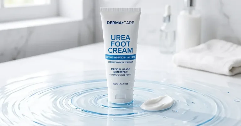 Fußcreme wird auf rissige Fersen aufgetragen