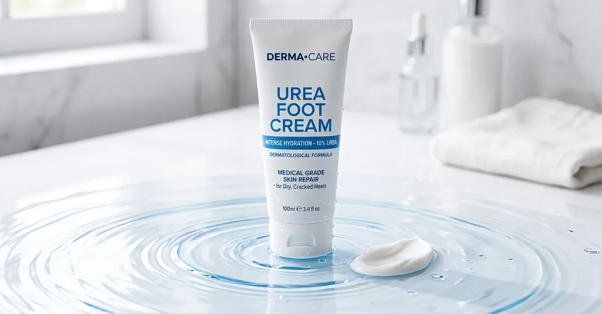 Fußcreme wird auf rissige Fersen aufgetragen