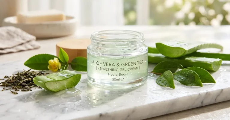 Naturkosmetik Gesichtscreme mit Aloe und grünem Tee